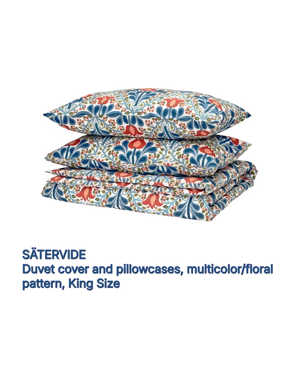 Multicolor Floral Duvet Cover and Pillowcases - King
